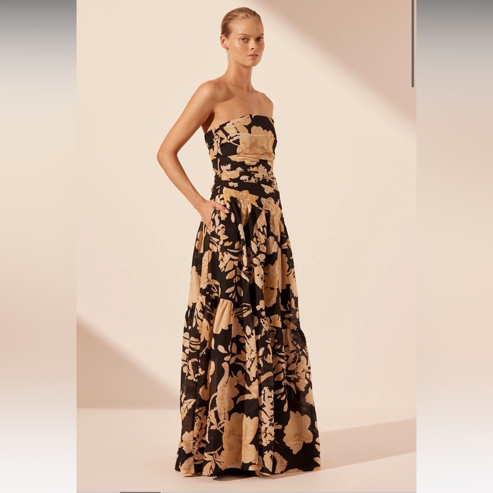 Shona Joy Xenia Strapless Tiered Maxi Dress